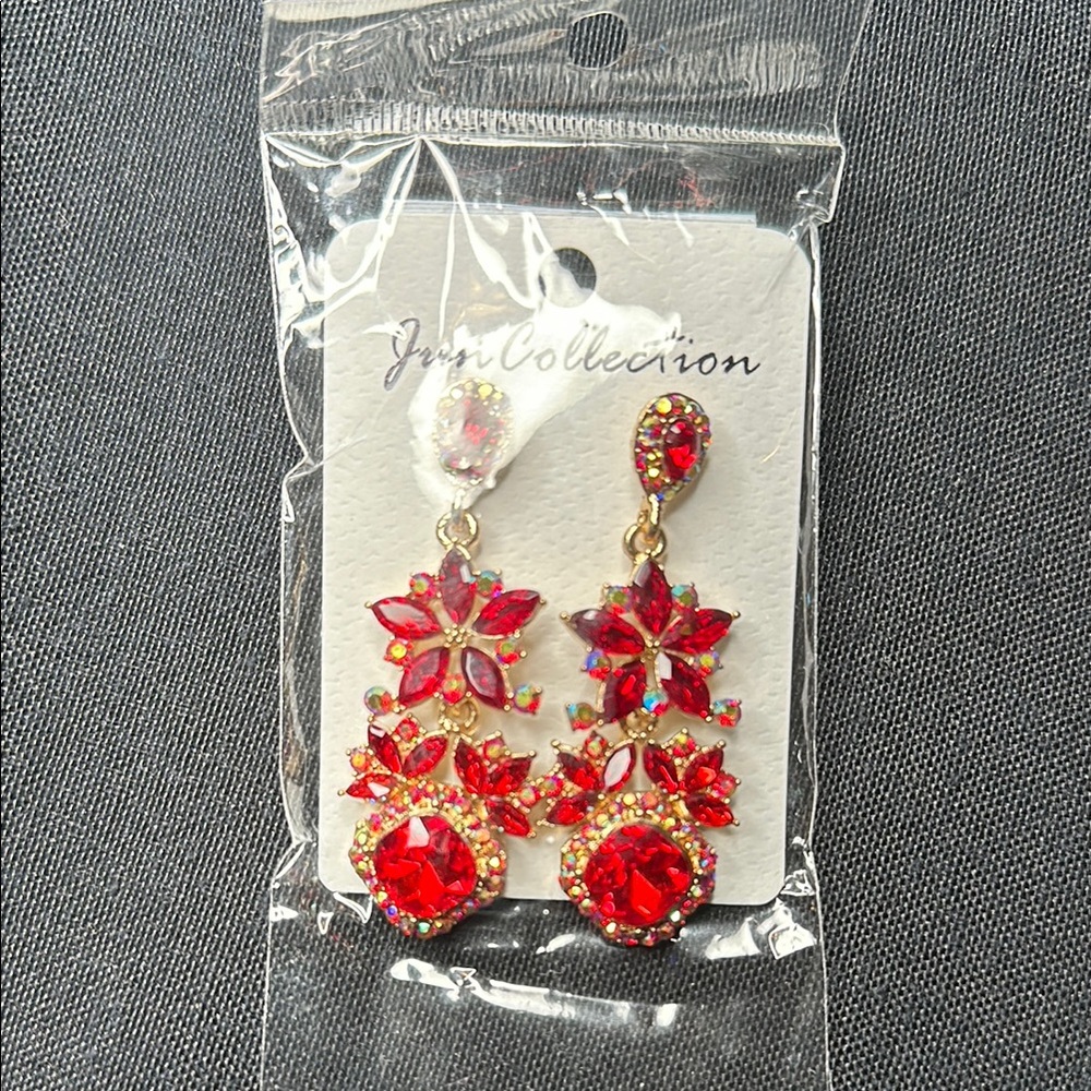 Red Floral Earrings
